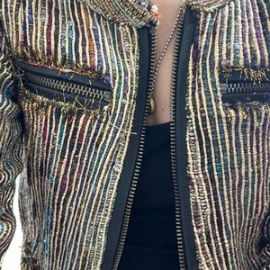 Chaser - Metallic Tweed Cropped Blazer Jacket
